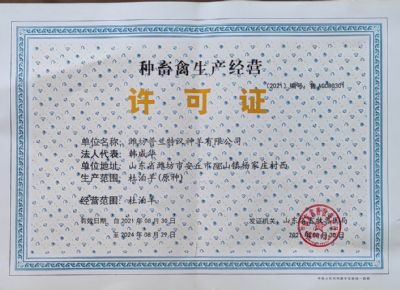 点击查看详细信息<br>标题：山东省杜泊羊原种生产许可证 阅读次数：757
